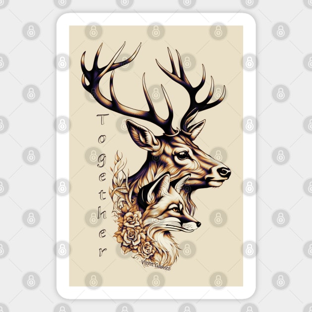 Stag & Vixen Together Magnet by Vixen Games